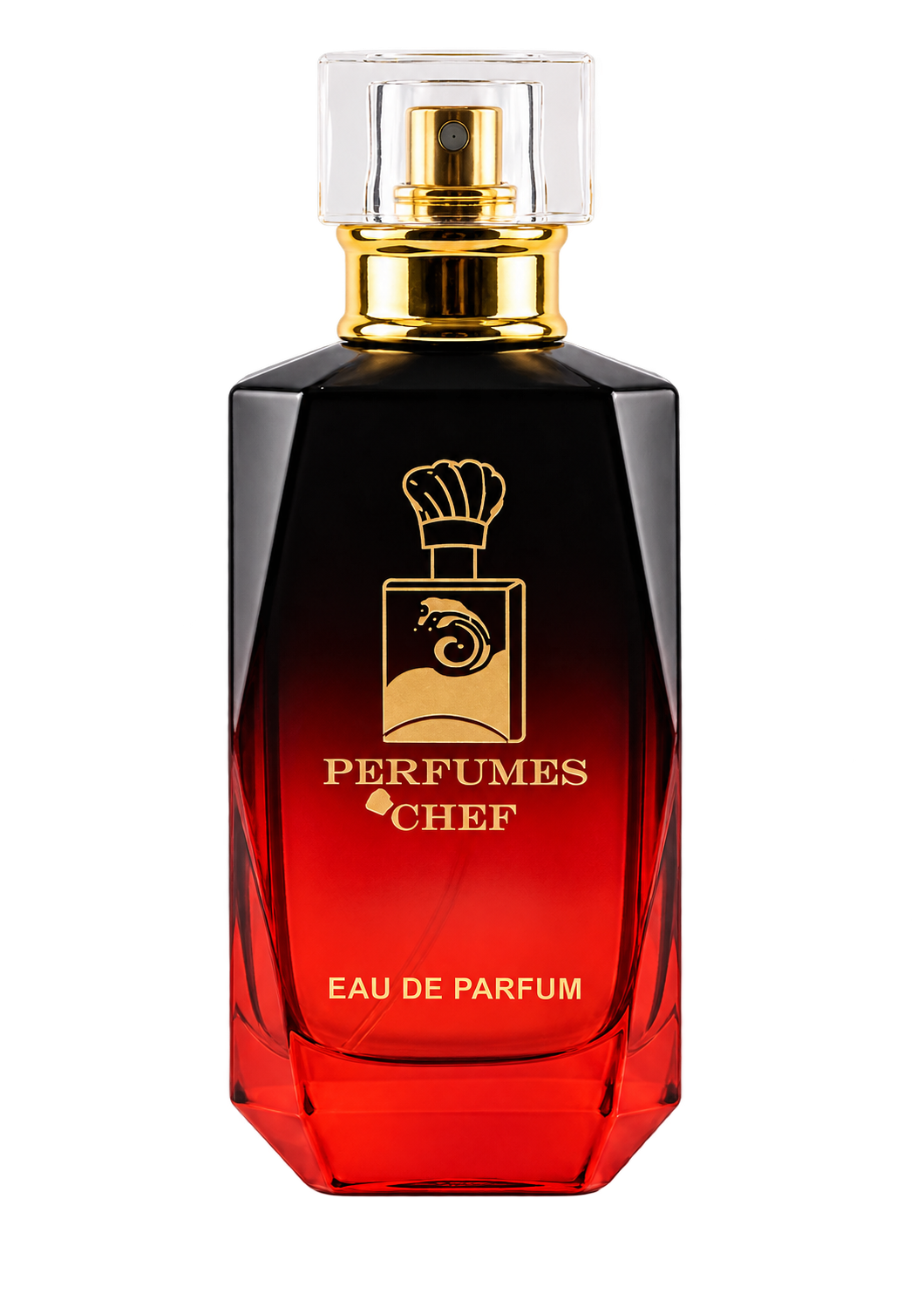 Red and black PERFUMES CHEF bottle